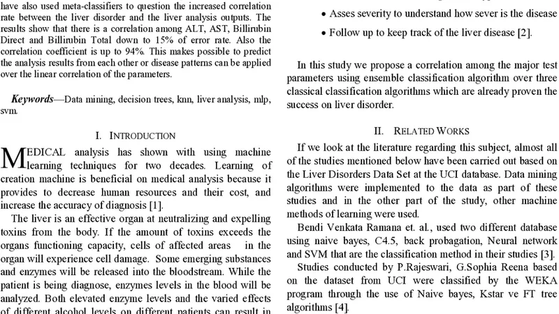 Ensembled Correlation Between Liver Analysis Outputs