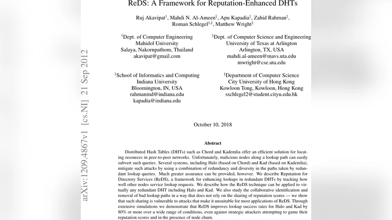 ReDS: A Framework for Reputation-Enhanced DHTs