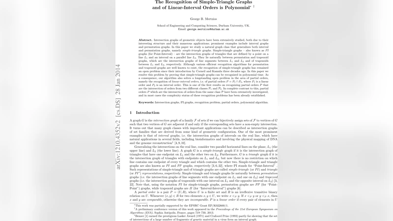 The Recognition of Simple-Triangle Graphs and of Linear-Interval Orders   is Polynomial