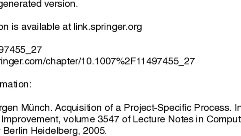 Acquisition of a Project-Specific Process