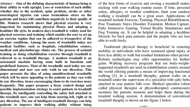 Fuzzy Controller Design for Assisted Omni-Directional Treadmill Therapy