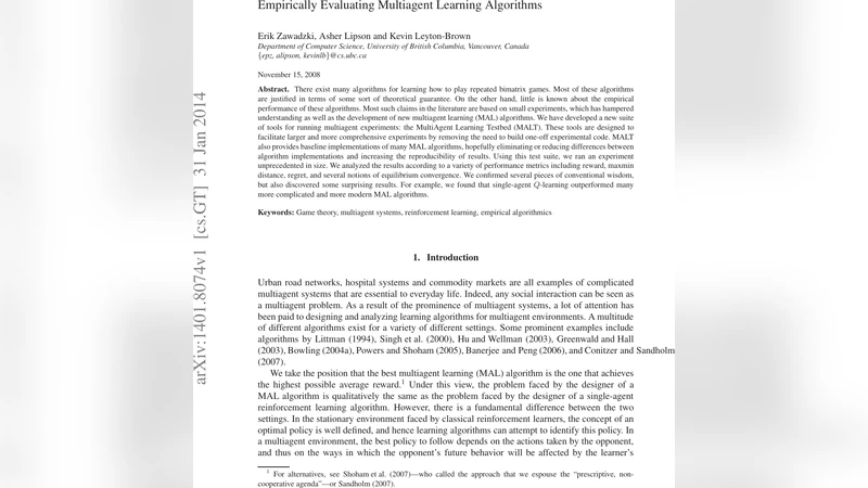 Empirically Evaluating Multiagent Learning Algorithms