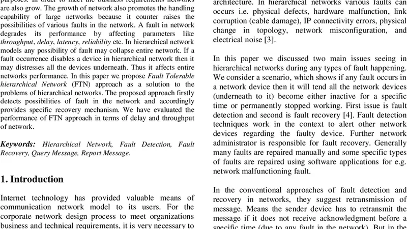 Failure Detection and Recovery in Hierarchical Network Using FTN   Approach