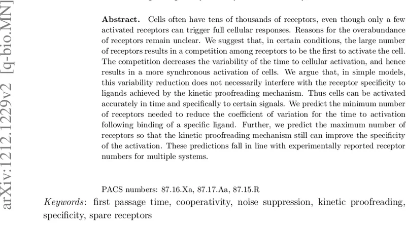 Large number of receptors may reduce cellular response time variation