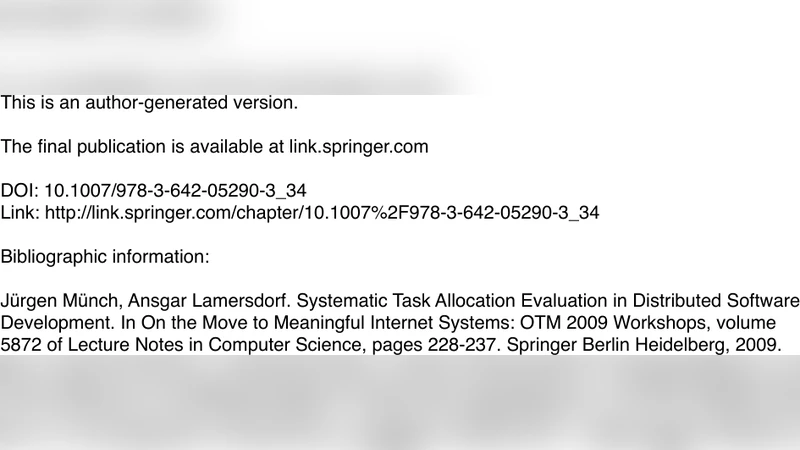 Systematic Task Allocation Evaluation in Distributed Software   Development