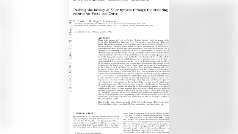 Probing the history of Solar System through the cratering records on   Vesta and Ceres