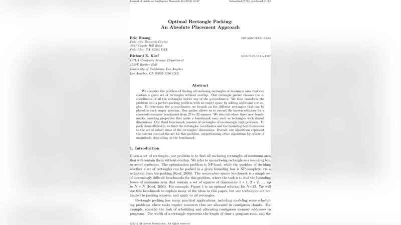 Optimal Rectangle Packing: An Absolute Placement Approach