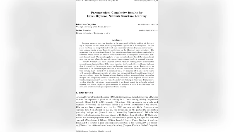 Parameterized Complexity Results for Exact Bayesian Network Structure   Learning