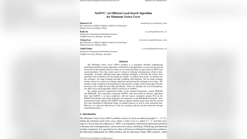 NuMVC: An Efficient Local Search Algorithm for Minimum Vertex Cover