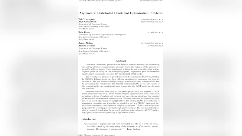 Asymmetric Distributed Constraint Optimization Problems