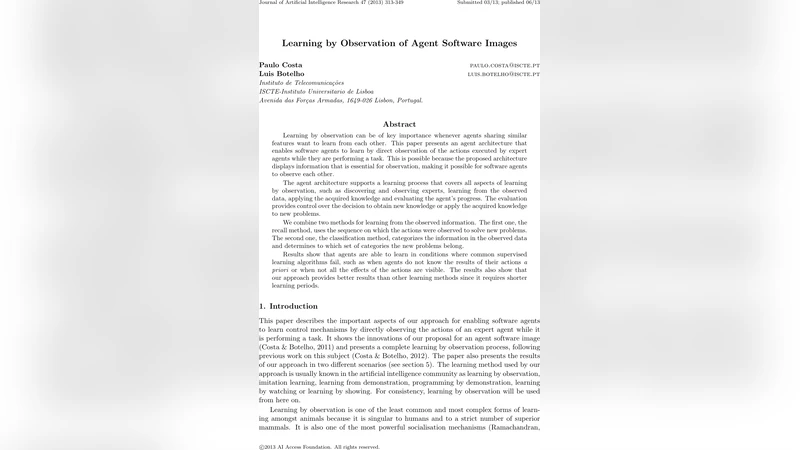 Learning by Observation of Agent Software Images