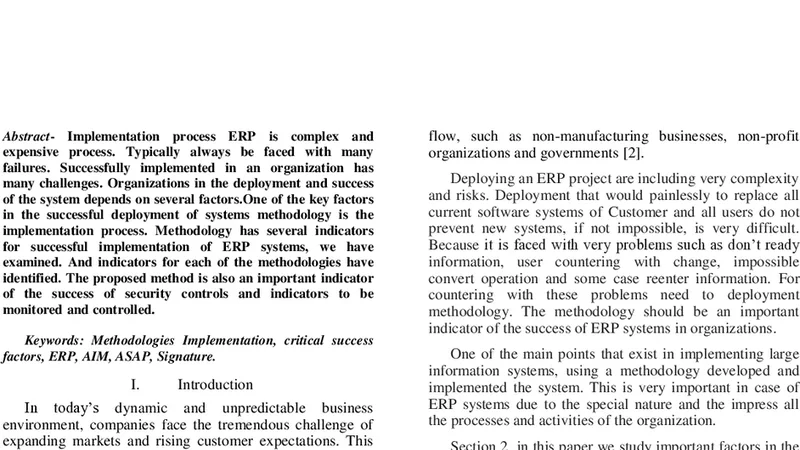 Model performance indicators ERP systems