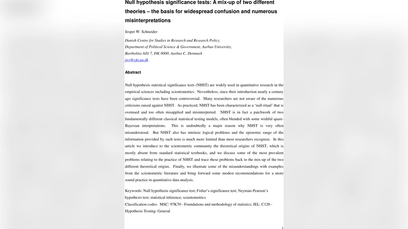 Null hypothesis significance tests: A mix-up of two different theories,   the basis for widespread confusion and numerous misinterpretations