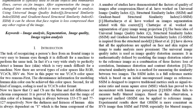 An Estimation Method of Measuring Image Quality for Compressed Images of   Human Face