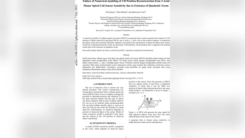 Failure of Numerical modeling of 3-D Position Reconstruction from   3-Axial Planar Spiral Coil Sensor Sensitivity due to Existence of Quadratic   Terms