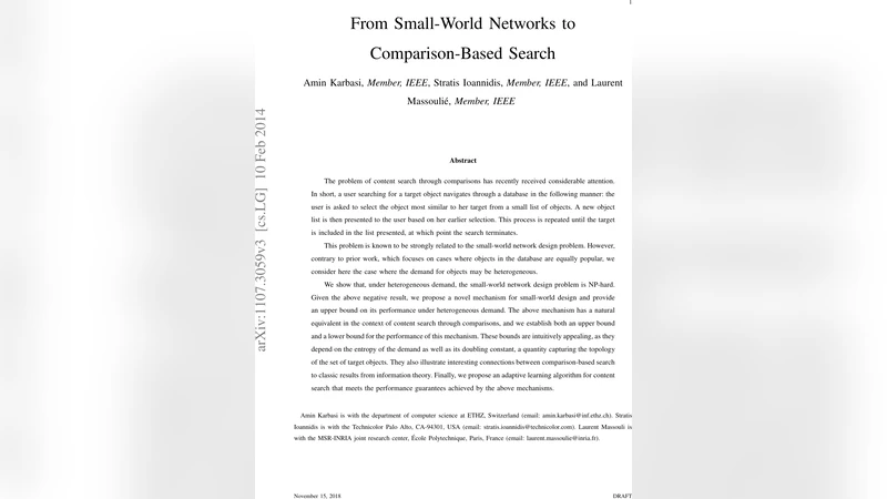 From Small-World Networks to Comparison-Based Search