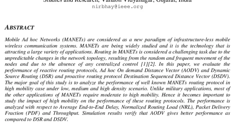 Performance Analysis of AODV, DSDV and DSR in MANETs