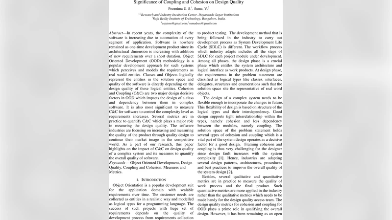 Significance of Coupling and Cohesion on Design Quality