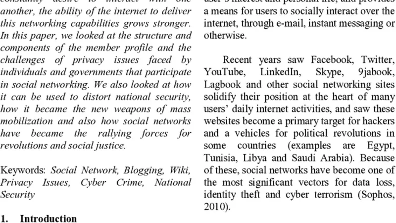 Privacy and National Security Issues in Social Networks: The Challenges