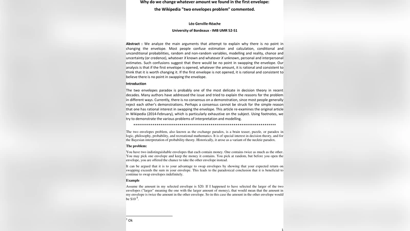 Why do we change whatever amount we found in the first envelope: the   Wikipedia "two envelopes problem" commented