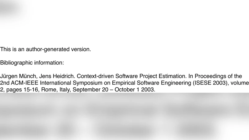 Context-driven Software Project Estimation