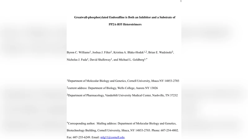 Greatwall-phosphorylated Endosulfine is Both an Inhibitor and a   Substrate of PP2A-B55 Heterotrimers