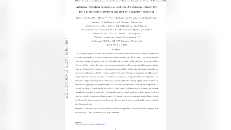 Adaptive vibration suppression system: An iterative control law for a   piezoelectric actuator shunted by a negative capacitor