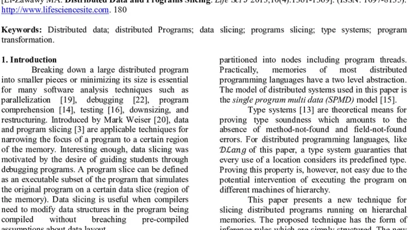 Distributed Data and Programs Slicing