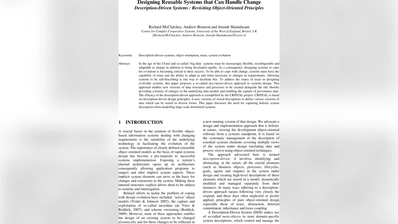 Designing Reusable Systems that Can Handle Change - Description-Driven   Systems : Revisiting Object-Oriented Principles