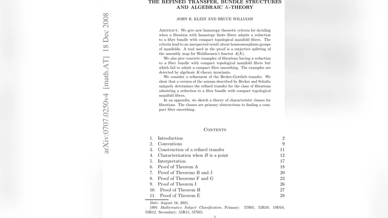 The refined transfer, bundle structures and algebraic K-theory