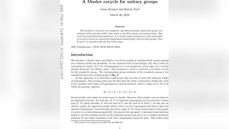 A Maslov cocycle for unitary groups