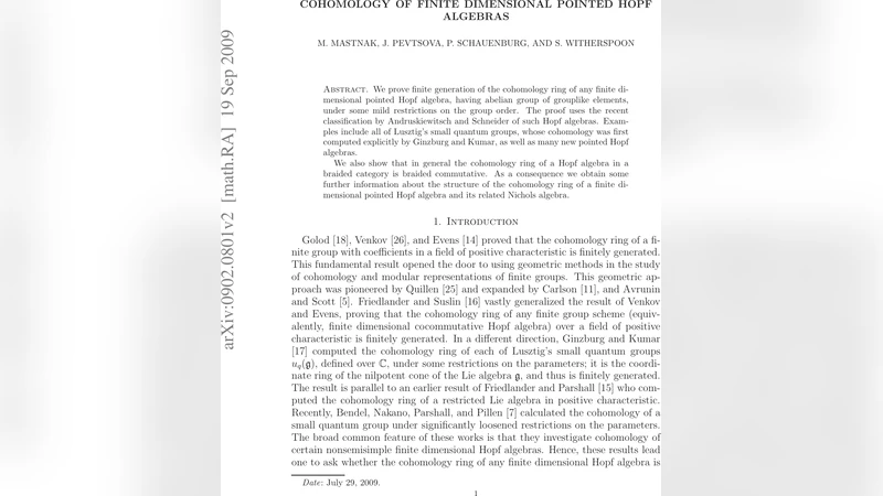 Cohomology of finite dimensional pointed Hopf algebras