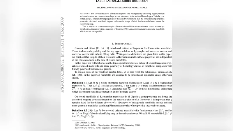 Large and small group homology