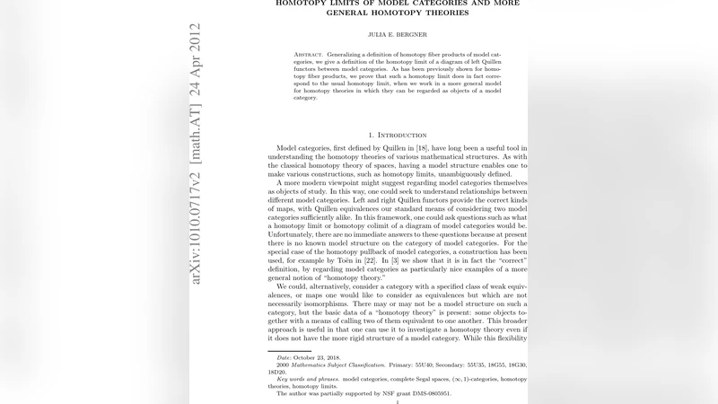 Homotopy limits of model categories and more general homotopy theories