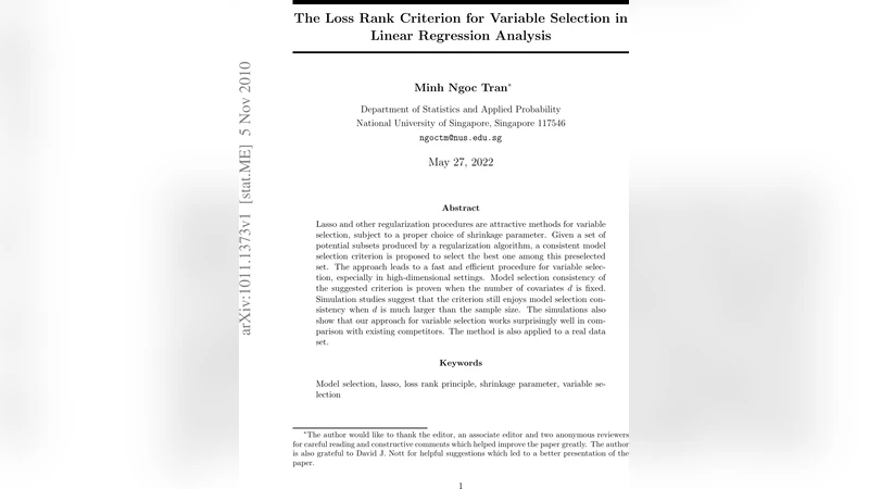 The Loss Rank Criterion for Variable Selection in Linear Regression   Analysis
