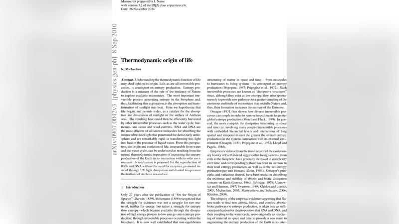 Thermodynamic Origin of Life