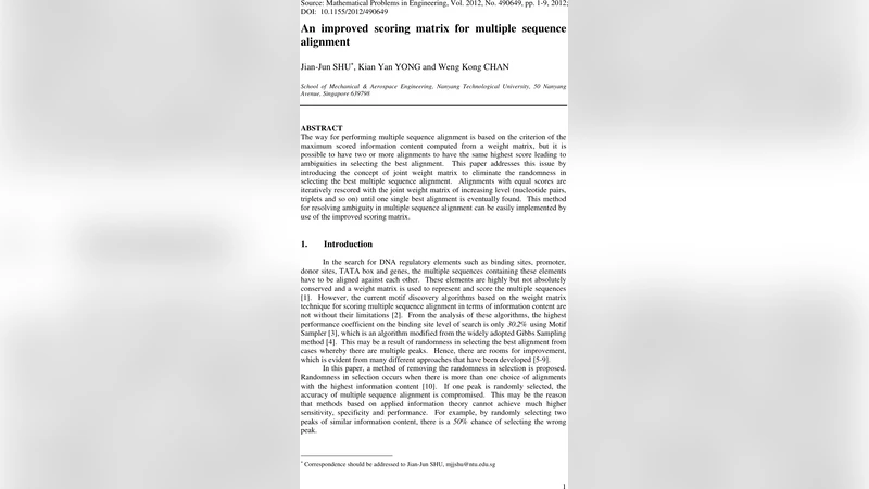 An improved scoring matrix for multiple sequence alignment