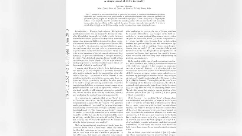 A simple proof of Bells inequality