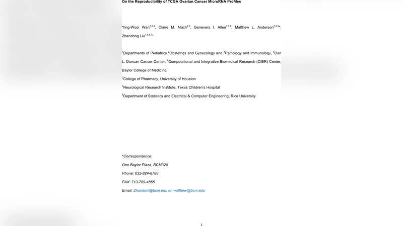 On the Reproducibility of TCGA Ovarian Cancer MicroRNA Profiles