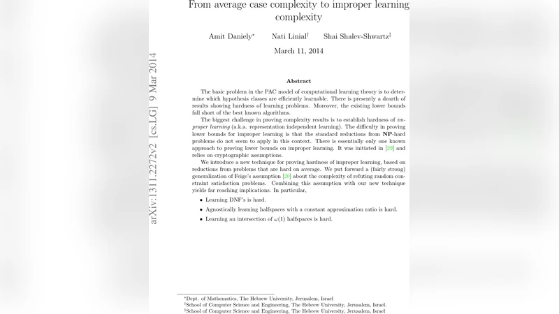 From average case complexity to improper learning complexity
