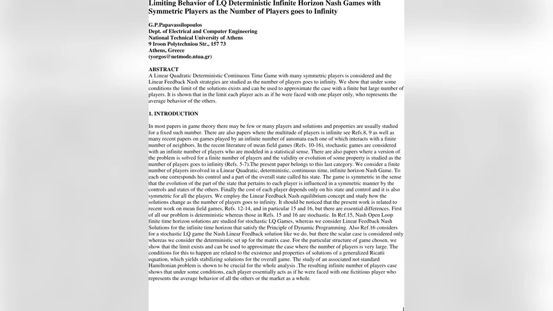 Limiting Behavior of LQ Deterministic Infinite Horizon Nash Games with   Symmetric Players as the Number of Players goes to Infinity
