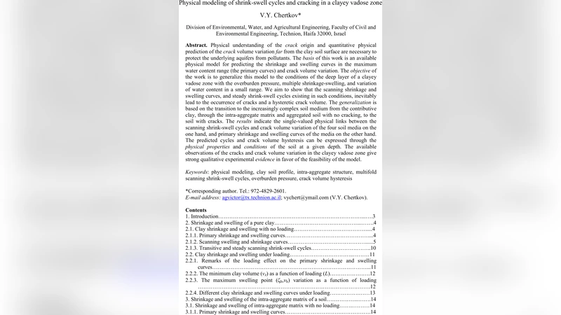 Physical modeling of shrink-swell cycles and cracking in a clayey vadose   zone