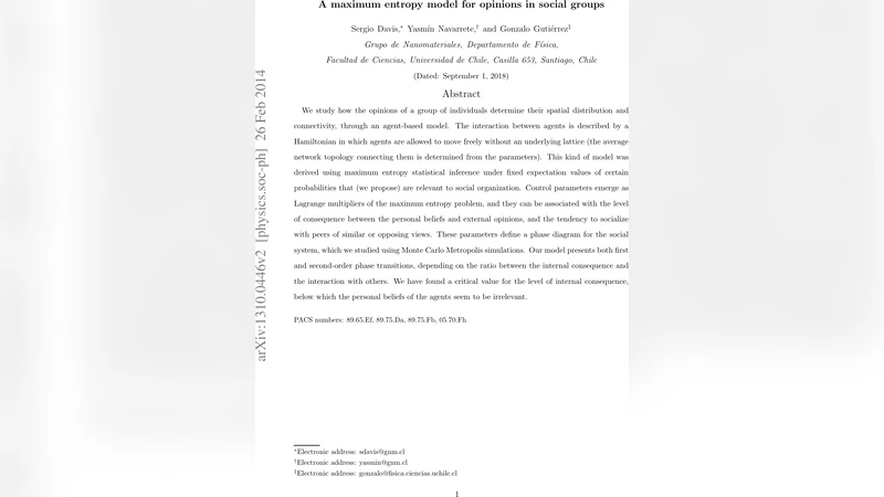 A maximum entropy model for opinions in social groups