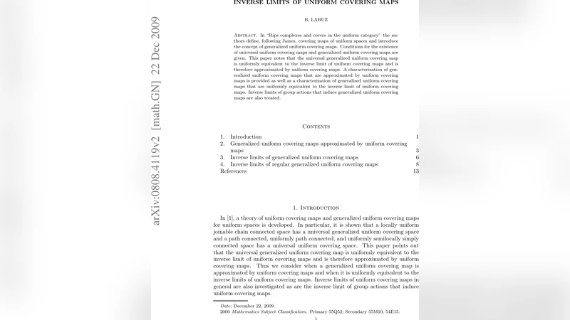 Inverse Limits of Uniform Covering Maps