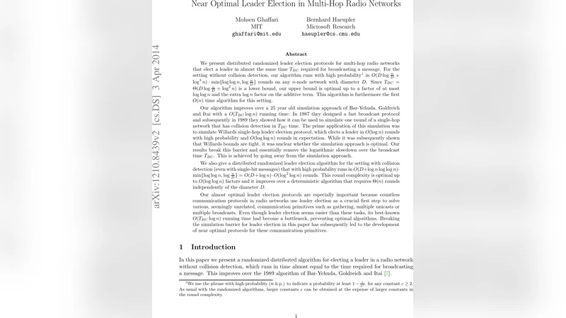 Near Optimal Leader Election in Multi-Hop Radio Networks