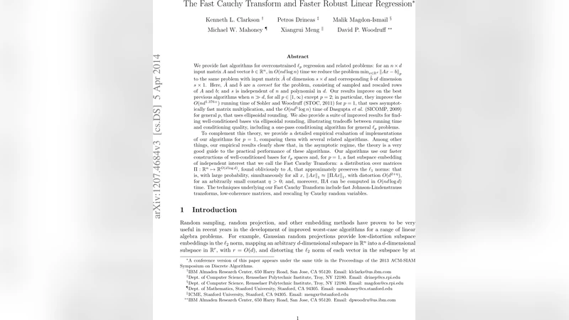 The Fast Cauchy Transform and Faster Robust Linear Regression