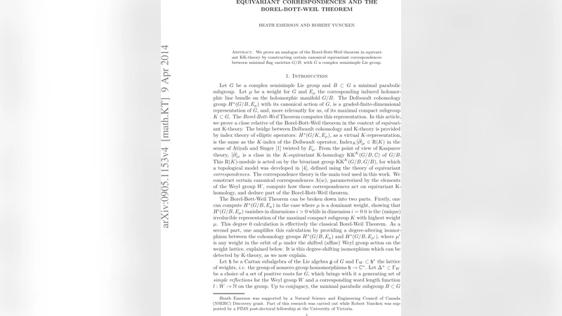 Equivariant correspondences and the Borel-Bott-Weil theorem