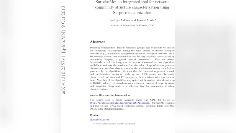 SurpriseMe: an integrated tool for network community structure   characterization using Surprise maximization