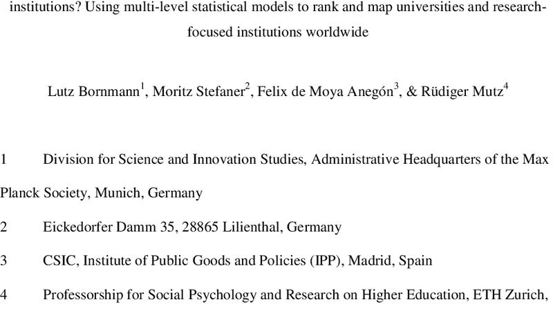 What is the effect of country-specific characteristics on the research   performance of scientific institutions? Using multi-level statistical models   to rank and map universities and research-focused institutions worldwide