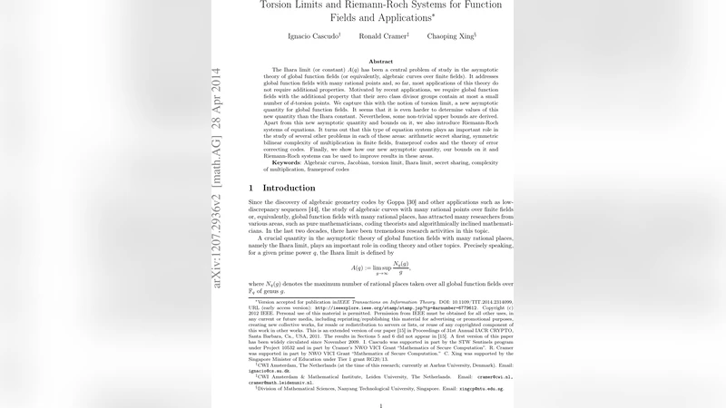 Torsion Limits and Riemann-Roch Systems for Function Fields and   Applications